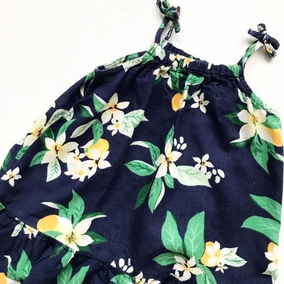 Old Navy blue floral linen tiered dress EUC 2T - Picture 2 of 4
